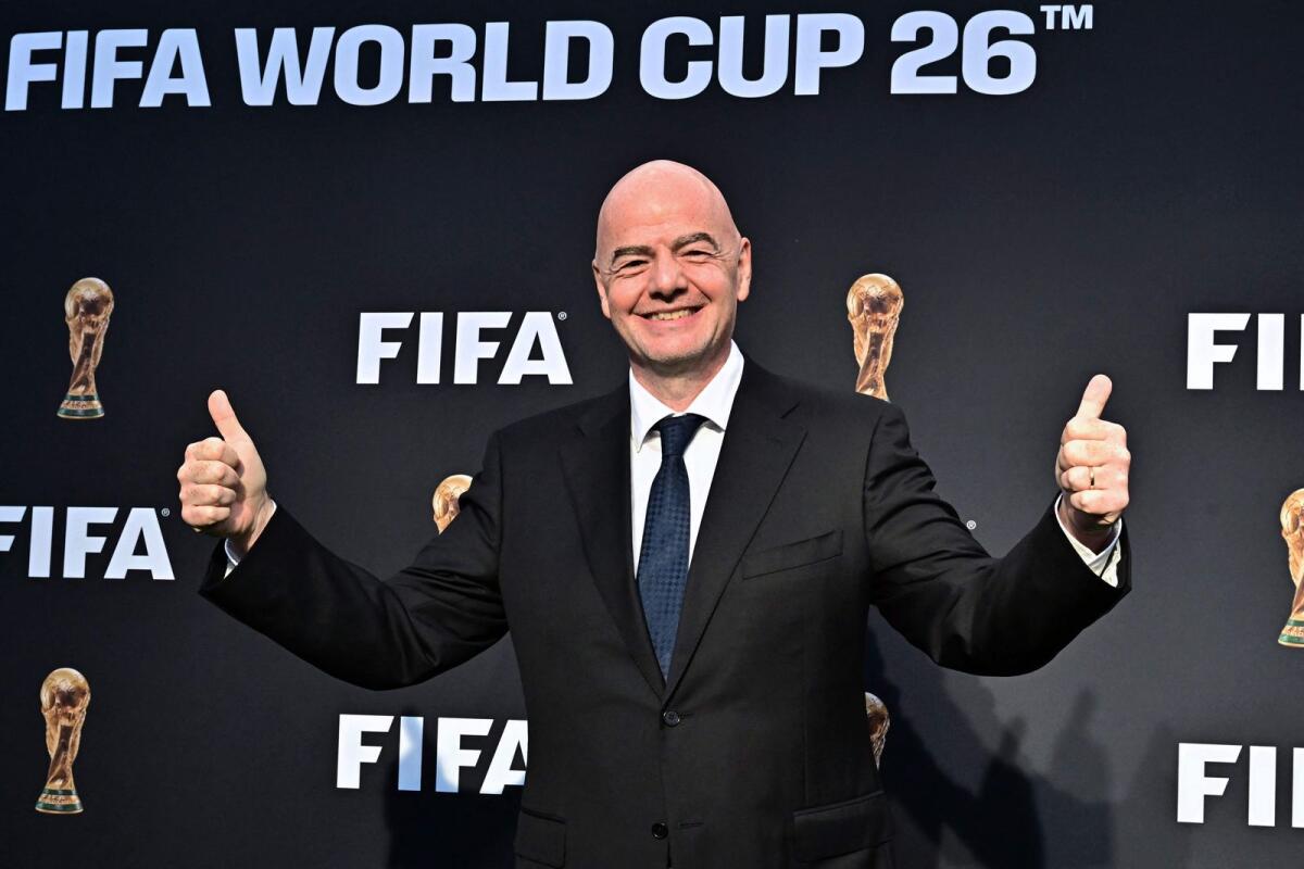 Fifa president Gianni Infantino arrives for the official FIFA World Cup 2026 brand #WeAre26 campaign launch in Los Angeles. — AFP