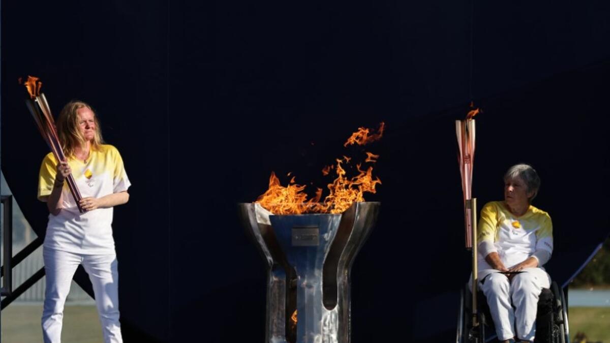 Flame-lighting ceremonies were held without spectators across Tokyo. (Paralympic Games Twitter)