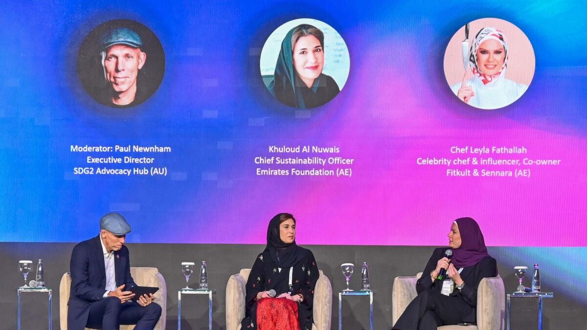 Experts talk at a session titled Towards zero food waste at Gulfood 2023. — Photo by M. Sajjad