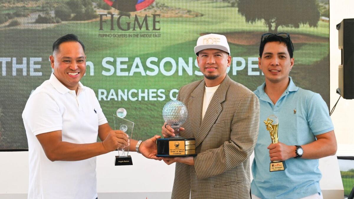 FIGME Chairman Ramon Navea presenting the 2023 Order of Merit Championship Trophy to Angelo Reston. Joey Halago was awarded the Seasons Open 2024 Over-All Champion. - Supplied photo