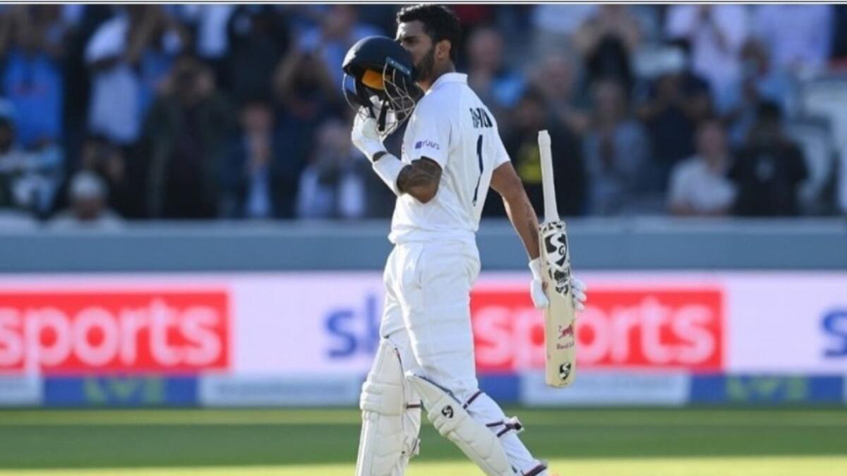 KL Rahul celebrates his century in the second Test. (Twitter)