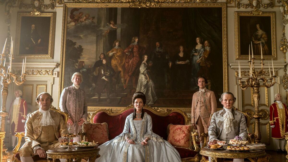 A production still image from the upcoming Netflix series 'Queen Charlotte: A Bridgerton Story'