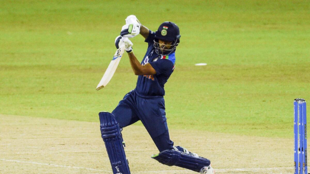 India's Shikhar Dhawan plays a shot during the T20 match against Sri Lanka. — ANI