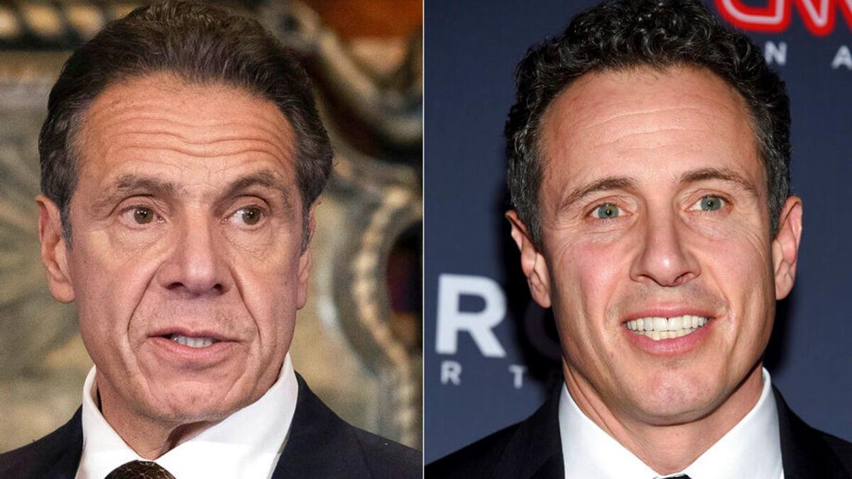 New York Gov. Andrew Cuomo (left) and his brother CNN anchor Chris Cuomo. AP file