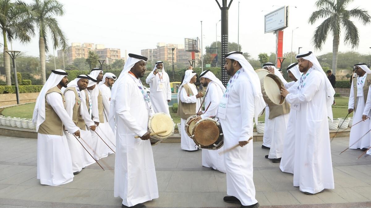 The band is performed the Al Ayala, a folk dance featuring two rows of men standing united and face-to-face while chanting traditional Bedouin tunes.- Supplied photo