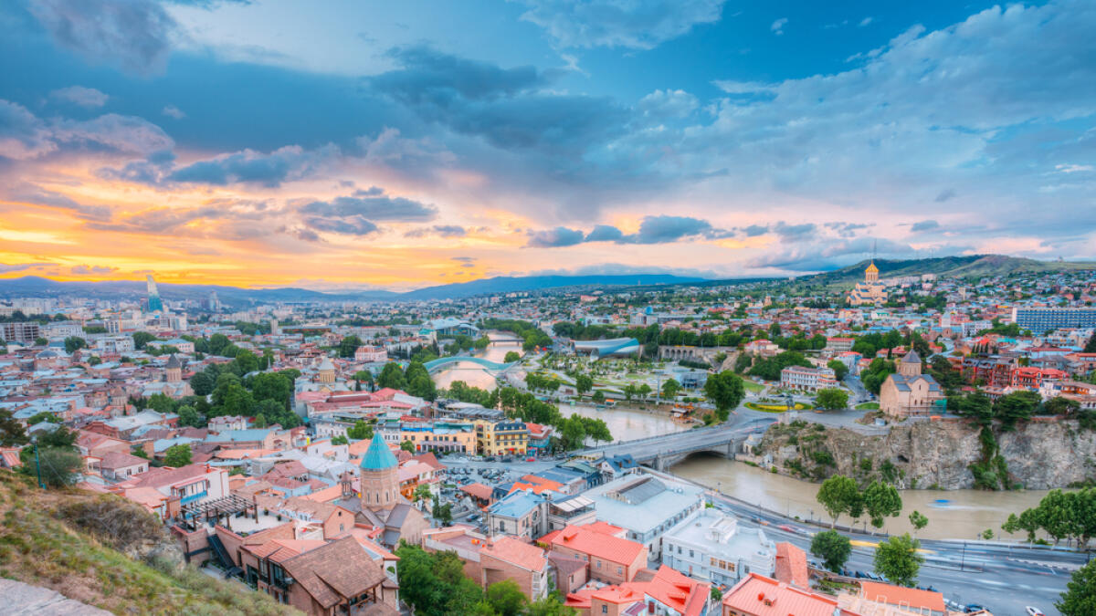 Panoramic summer cityscape of Tbilisi.