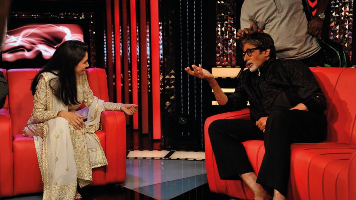 Anupama Chopra interviewing Amitabh Bachchan (Photo Courtesy: A Place in My Heart)