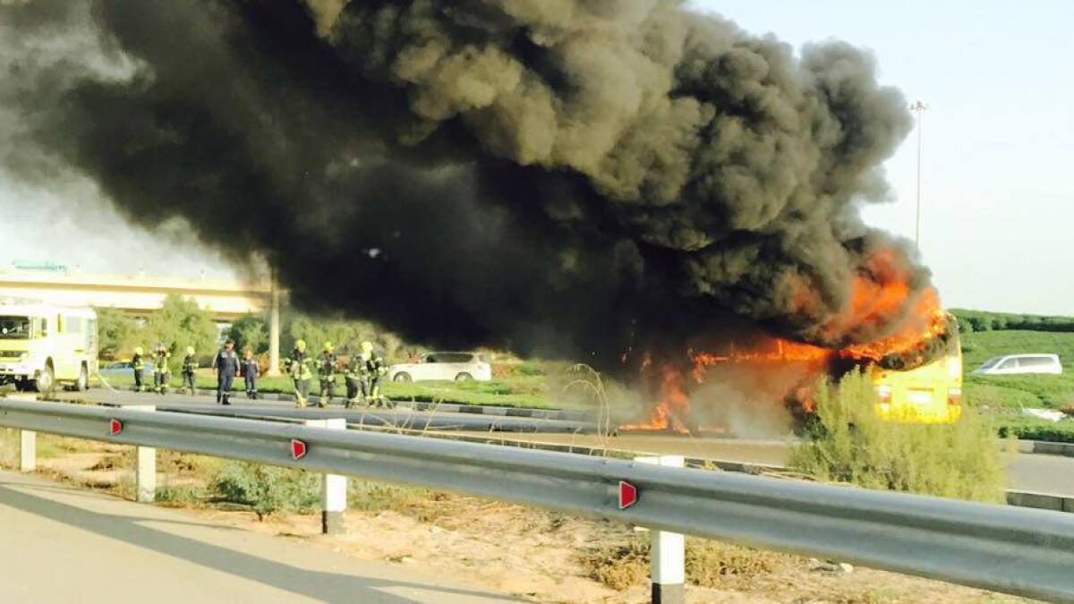 Abu Dhabi school bus catches fire