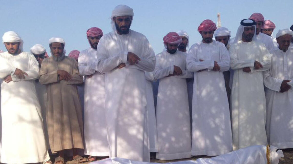 Funeral prayer for martyr Mohammed Saeed Al Hassani at Rabeea bin Aamir Mosque, Dhadna - Fujairah