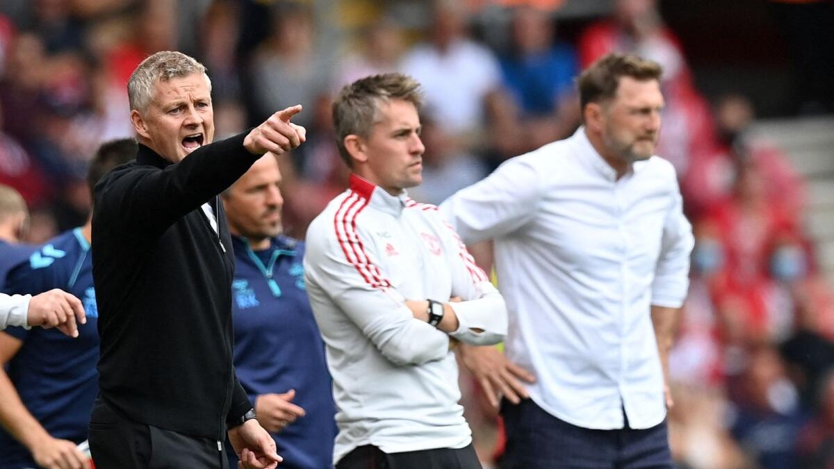 Manchester United's Norwegian manager Ole Gunnar Solskjaer (left) during the English Premier League match against Southampton. — AFP