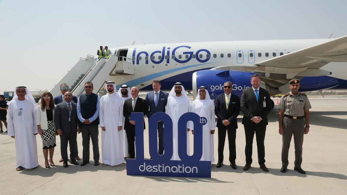 The operator and managing body of Ras Al Khaimah International Airport welcomed the arrival of the inaugural IndiGo flight from Mumbai. — Supplied photo