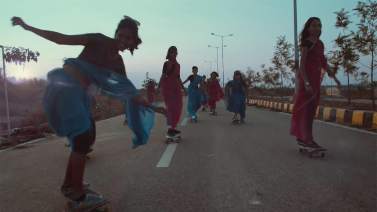 Watch: Indian girls skateboard in saris for cool music video