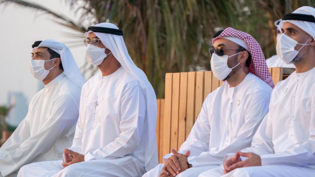 He was accompanied by Sheikh Mansour bin Zayed Al Nahyan, Deputy Prime Minister and Minister of Presidential Affairs, and Sheikh Tahnoun bin Zayed Al Nahyan, the UAE's National Security Advisor.