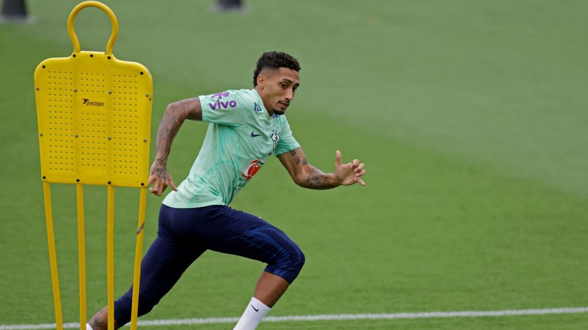 Brazil's Raphinha during a training session. — Reuters file