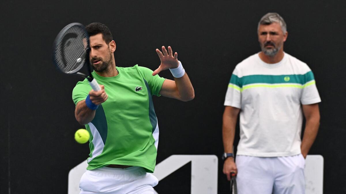 Serbia's Novak Djokovic and Goran Ivanisevic (right). Photo: AFP file