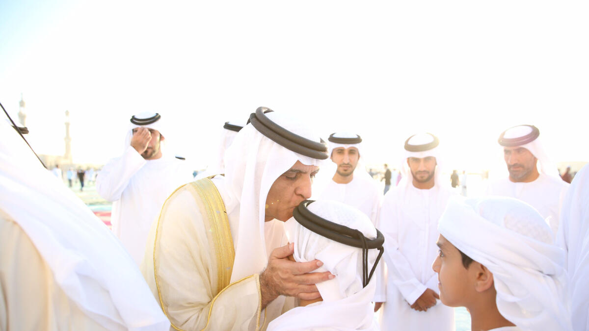 Shaikh Saud bin Saqr receives people at his palace in Ras Al Khaimah.