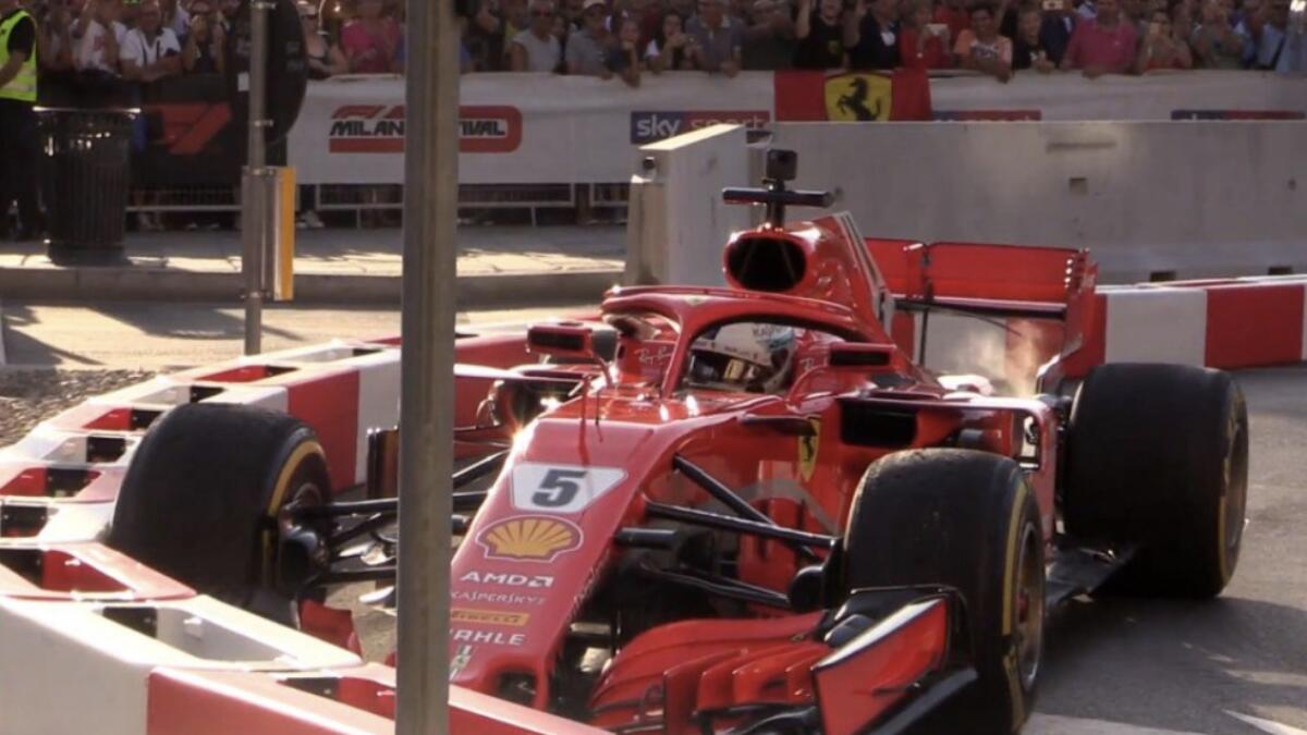 Video: Vettel crashes Ferrari into barrier at F1 event