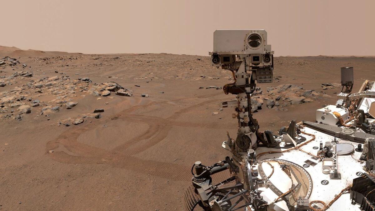 Nasa’s Perseverance Mars rover is seen in a 'selfie' that it took over a rock nicknamed 'Rochette' on September 10, 2021. — Reuters file