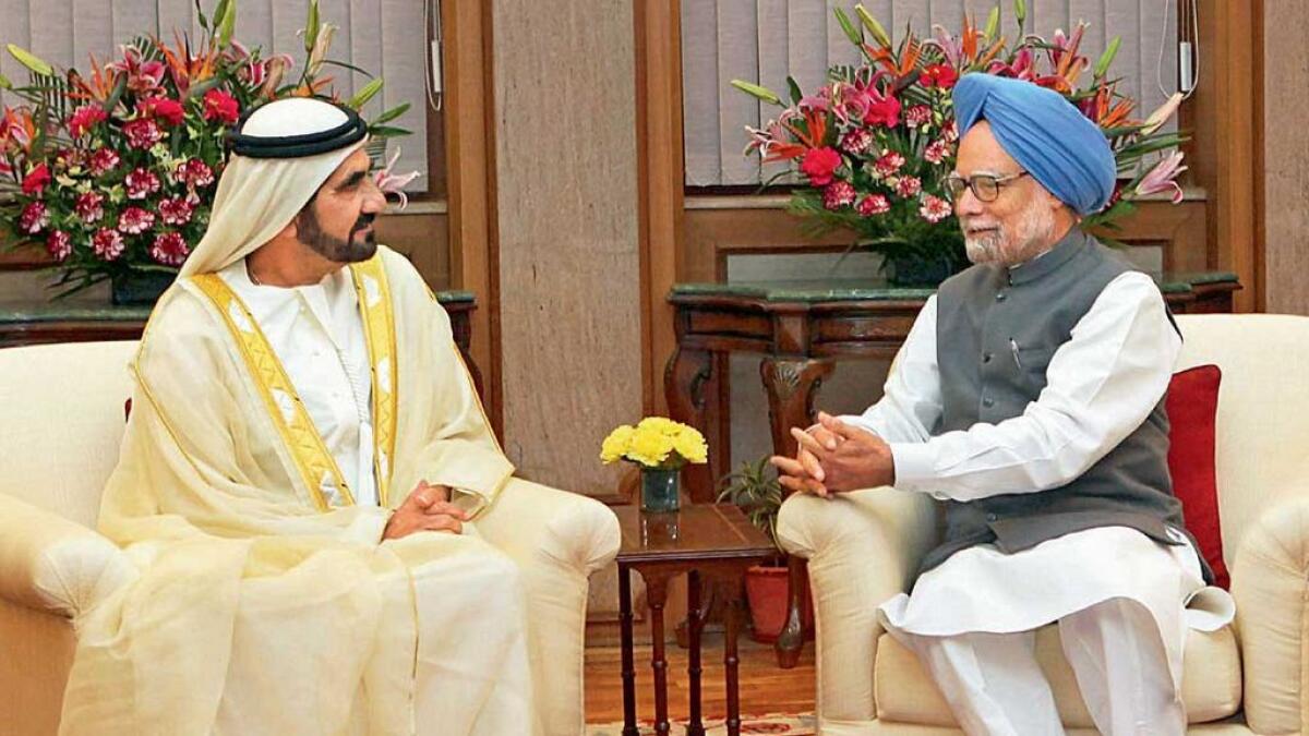 2010-	His Highness Shaikh Mohammed bin Rashid Al Maktoum, Vice-President and Prime Minister of the UAE and Ruler of Dubai, with India’s Prime Minister Manmohan Singh during a meeting in New Delhi. — PTI