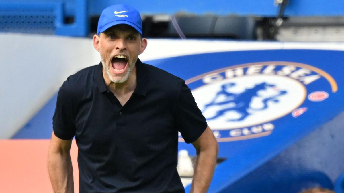Chelsea coach Thomas Tuchel reacts during the Premier League match against Tottenham Hotspur. (AFP)