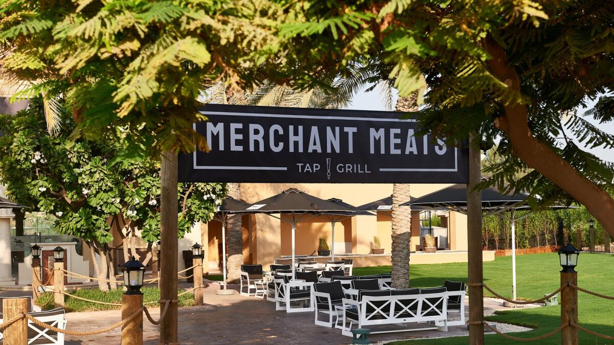 On the green. The recently opened Merchant Meats Tap &amp; Grill at Jumeirah Golf Estates is the perfect spot to escape Dubai's bustling city life and enjoy a relaxed lunch or intimate dinner in the great outdoors without having to drive into the middle of nowhere. The restaurant is surrounded by the lush greenery of the country-style estate and the menu contains off-the-barbie hot dogs. What else could you desire?