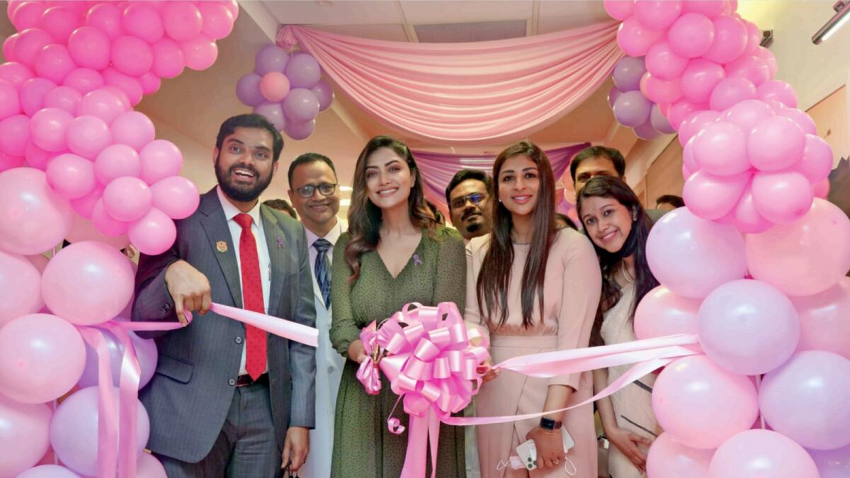 Mamta Mohandas, Dr Alisha Moopen and others at the opening of oncology centre at Aster Hospital in Qusais. — Supplied photo