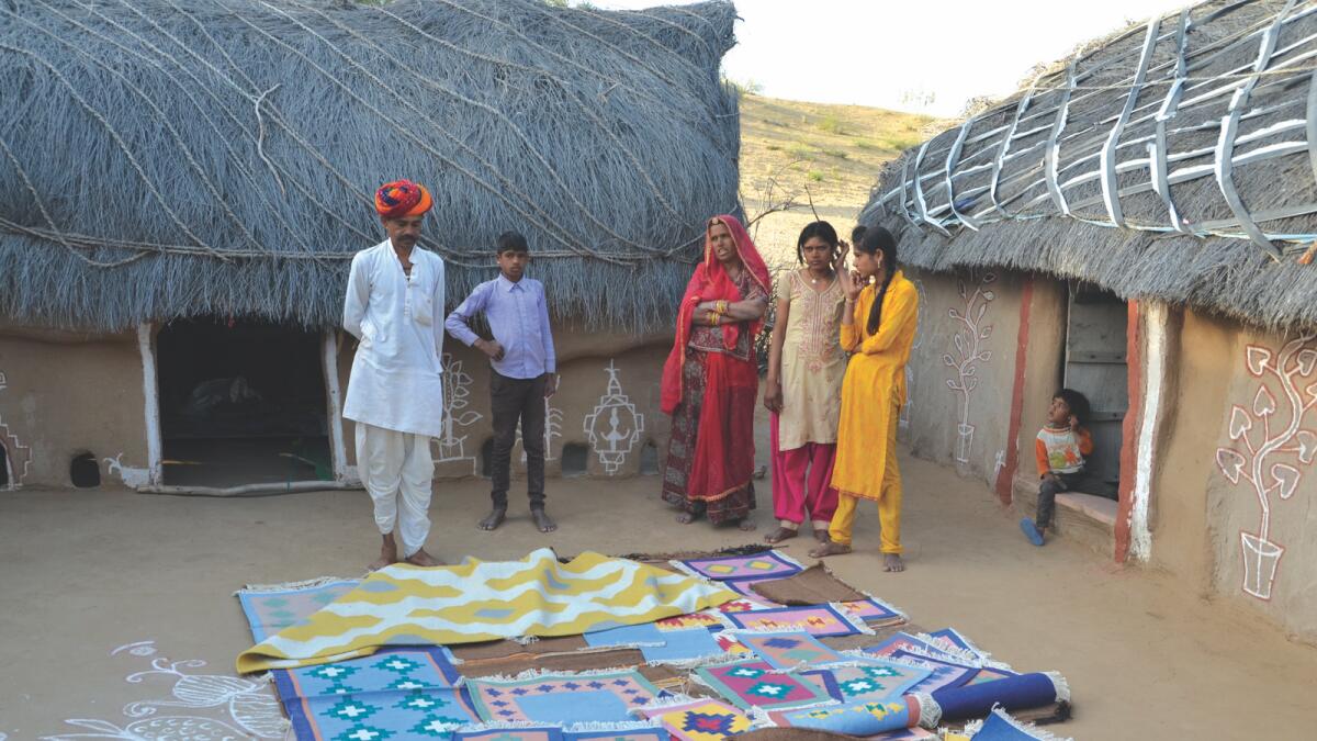 Villagers with their handicraft