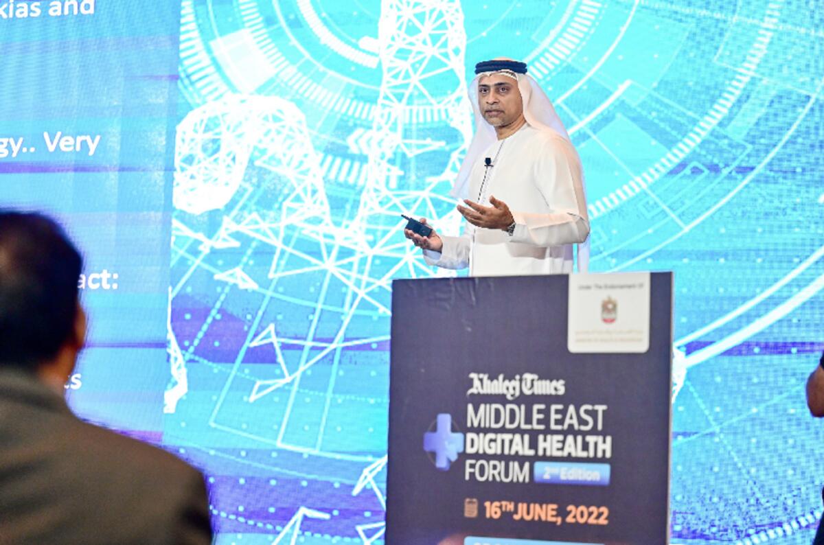 Dr. Haidar Saeed Al Yousuf, Managing Director, Al-Futtaim Health speaking at the Khaleej Times Middle East Digital Health Forum in Dubai on Thursday, June 16, 2022. Photo by Neeraj Murali