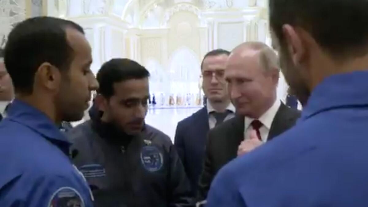 Vladimir Putin, Putin in UAE, Hazzaa AlMansoori, UAE astronaut, Hazza, International Space Station, ISS, Russia, soyuz, Baikonur