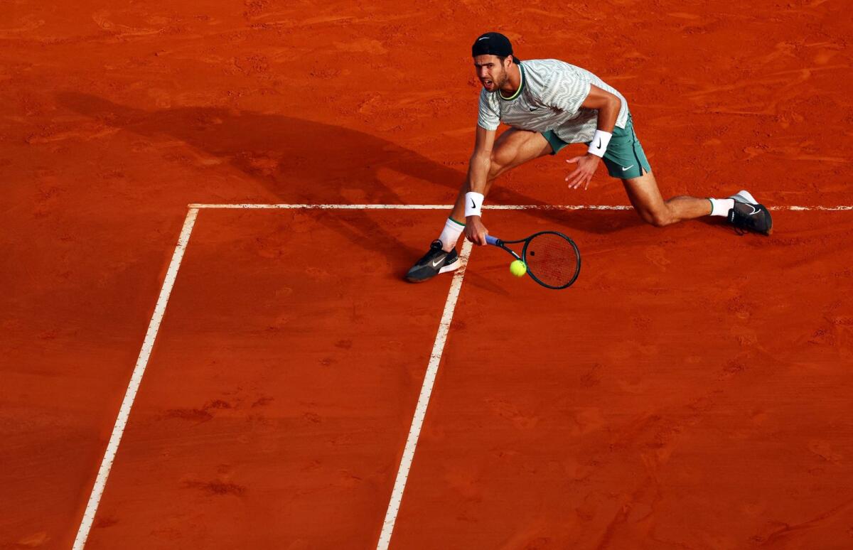 Russia's Karen Khachanov in action during his round of 64 match against Britain's Cameron Norrie. — Reuters