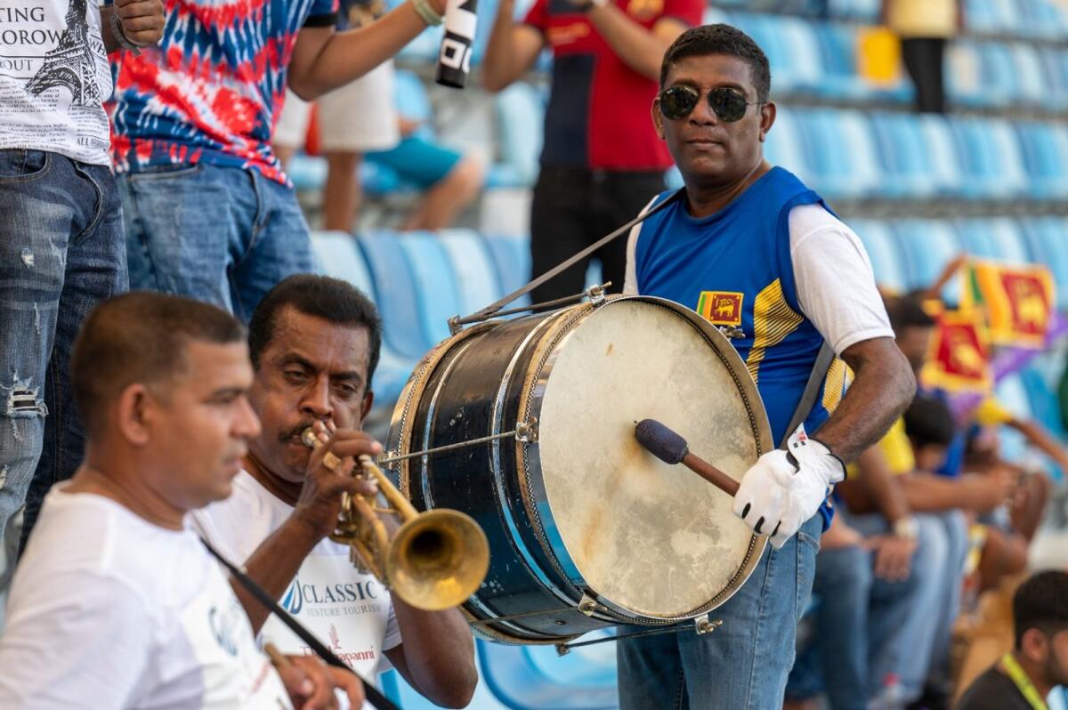 The Papare Band entertains fans at the Asia Cup final between Sri Lanka and Pakistan in Dubai on Sunday. (Photos by Shihab)