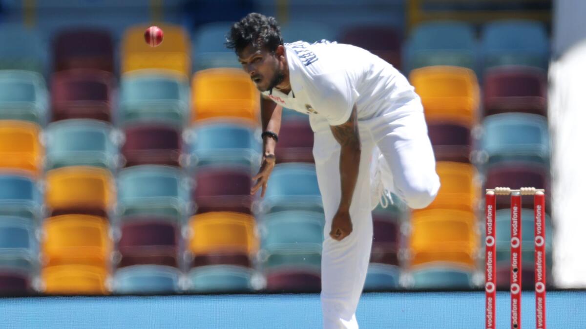 India's Thangarasu Natarajan bowls on day one of the fourth Test against Australia. (AFP)