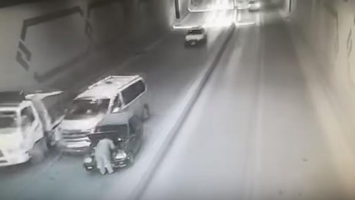 Video: Speeding car hits man repairing his vehicle in Jordan tunnel 