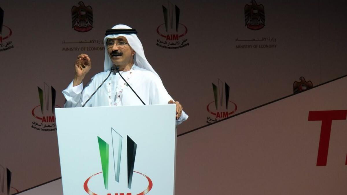 Sultan Ahmed bin Sulayem, Group Chairman and CEO of DP World, attends the Annual Investment Meeting in Dubai on Monday.