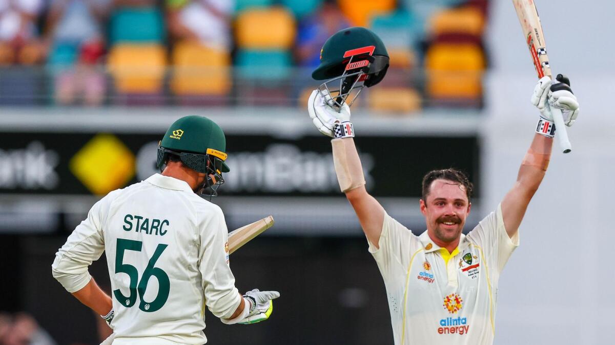 Australia's Travis Head celebrates his century. (AFP)