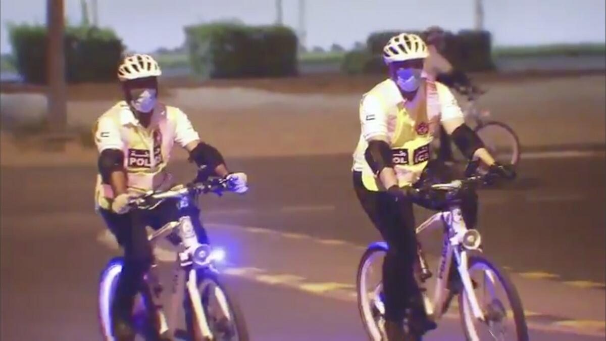 Sharjah Police, bicycle, patrols, spread, curb, measures, coronavirus, Covid-19
