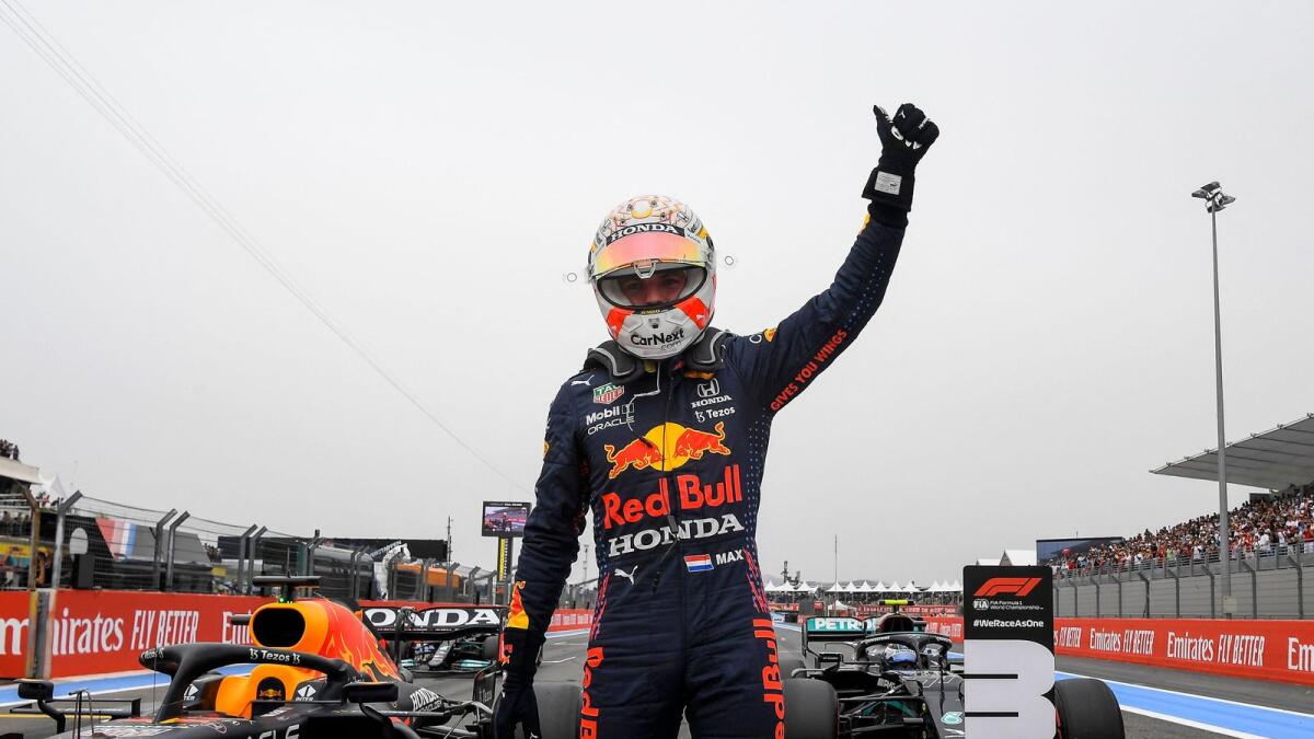 Red Bull's Dutch driver Max Verstappen gives a thumbs up at the end of the qualifying sessions at the Circuit Paul-Ricard in Le Castellet, southern France. — AFP
