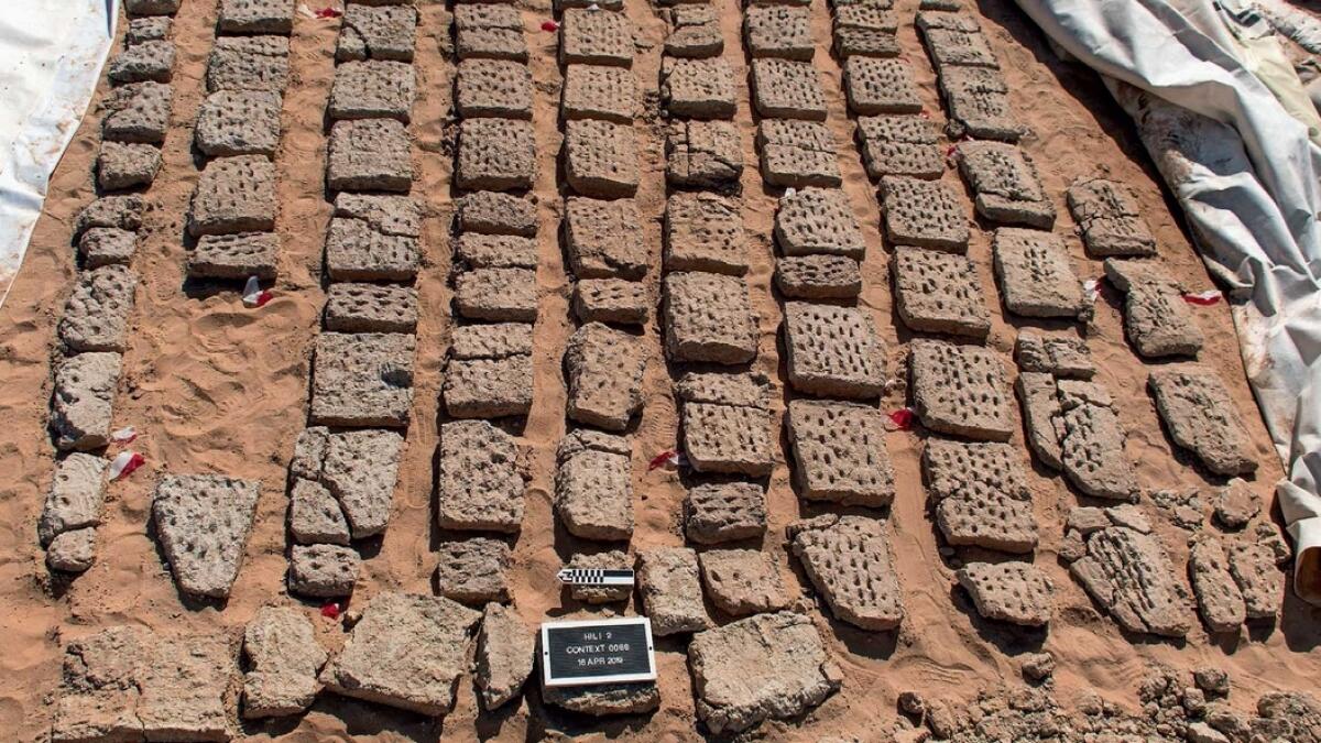 Iron Age mud bricks with 3,000-year-old fingerprints that were part of the latest archaeological  findings of the Department of Culture and Tourism – Abu Dhabi. — Supplied photo