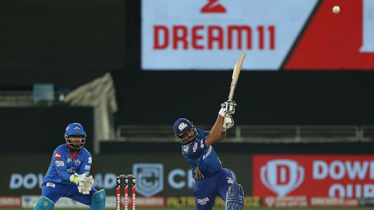 Mumbai Indians captain Rohit Sharma plays a shot against the Delhi Capitals in the IPL final in Dubai on Tuesday night. — BCCI/IPL