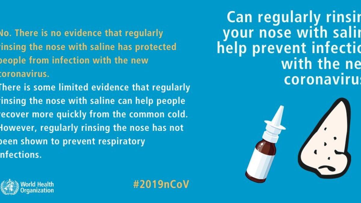 No. There is no evidence that regularly rinsing the nose with saline solution has protected people from infection with the new coronavirus.