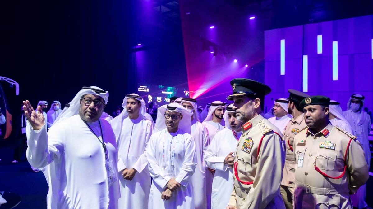 Lieutenant-General Abdullah Khalifa Obaid Al Marri, Commander-in-Chief of Dubai Police, toured the three-day event accompanied by Dr Mohamed Al Kuwaiti and Hamad Al Mansoori, director-general, Dubai Digital. — Supplied photo 