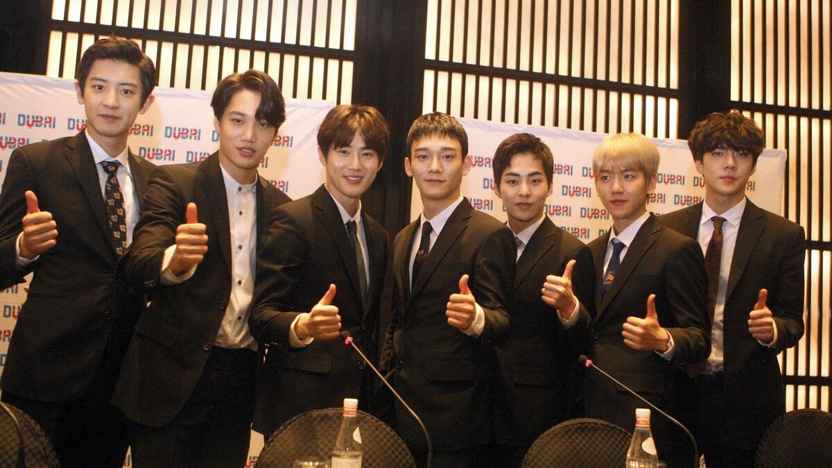 EXO gathered hundreds of fans in Downtown Dubai to watch the debut of their song, Power, at the Dubai Fountain