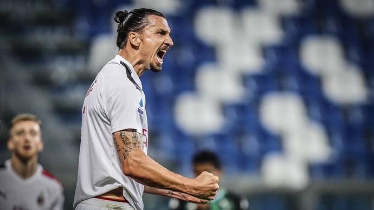 Zlatan Ibrahimovic, scored, twice, AC Milan, 2-1, win, Sassuolo, Serie A
