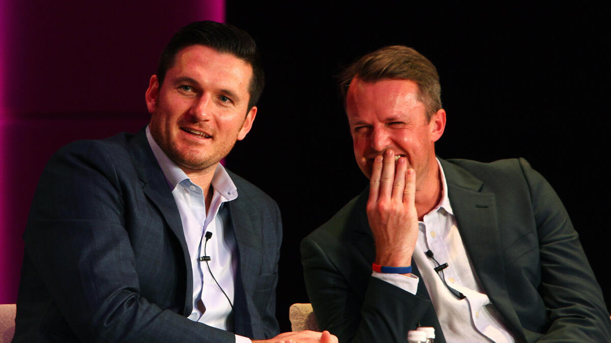 Virender Sehwag, Azhar Mahmood, Graeme Smith and Graeme Swann during an MCL function in Dubai. — Photo by Shihab