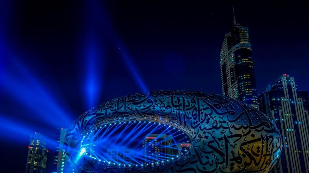 The spectacular light show kick-started the UAE's celebrations for its 49th National Day, which is marked on Wednesday.