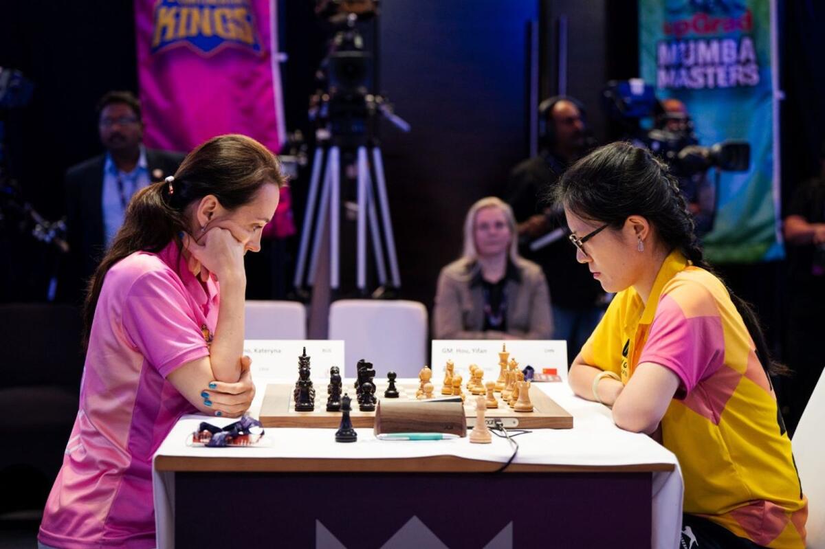 Kateryna Lagno and Hou Yifan face off during the Tech Mahindra's Global Chess League. - Supplied Photo