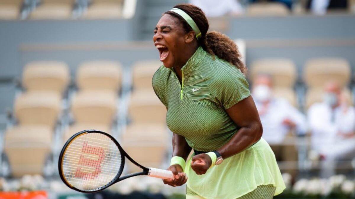 Serena Williams celebrates her three-set victory. (WTA Twitter)