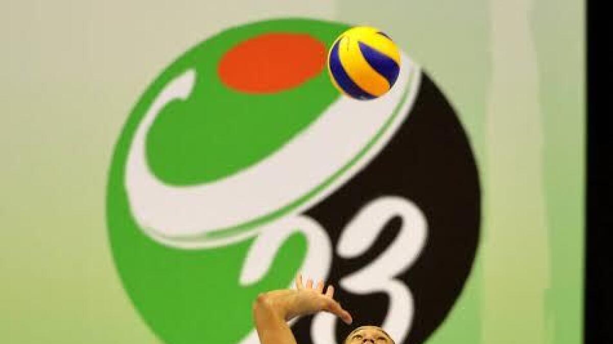 Alan Souza of Brazil is in full flow while serving against Tunisia during the Group B clash at the Ahli Stadium on Wednesday night.