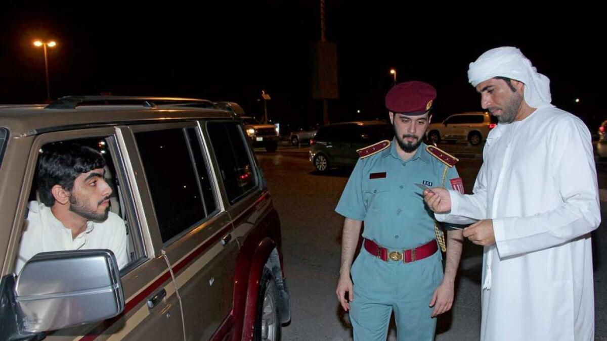 Ras Al Khaimah Police during the ‘Obligation’ traffic awareness campaign that was launched recently. 