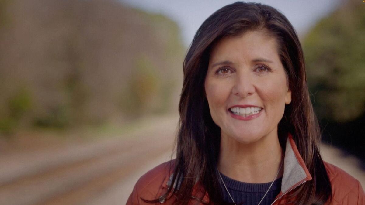 Former South Carolina Governor Nikki Haley announces her run for 2024 US presidential election, in this still image obtained from an undated social media video released on Tuesday. — Reuters